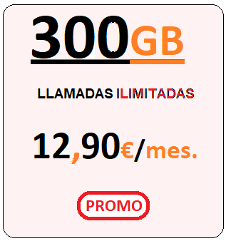 Tarifa móvil ORANY300Gb.
				Llamadas ilimitadas más Trescientos Gigabites para navegar,
				Doce euros con Noventa centimos de euro al mes, iva incluido.