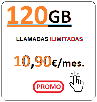 Tarifa móvil ORANY120Gb.
		 Llamadas ilimitadas más Cientoveinte Gigabites para navegar por Diez euros con Noventa
		centimos de euro al mes, iva incluido.