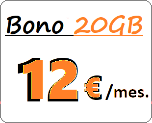 Tarifa movil BONOP20GB.
    BONO Veinte Gigabites para compartir contratado una vez al mes con un coste
    de Doce euros iva incluido.