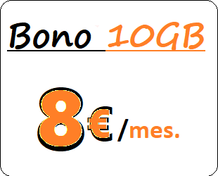 Tarifa movil BONOR10GB.
	BONO Diez Gigabites para compartir renovable cada mes con un coste
	de Ocho euros iva incluido.