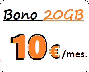 Tarifa movil BONOR20GB.
	   BONO Veinte Gigabites para compartir contratado renovable cada mes con un coste
	   de Diez euros iva incluido.