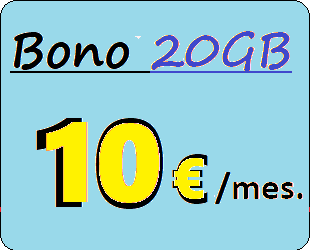 Tarifa movil BONOR20GB.
				BONO Veinte Gigabites para compartir contratado renovable cada mes con un coste
				de Diez euros iva incluido.